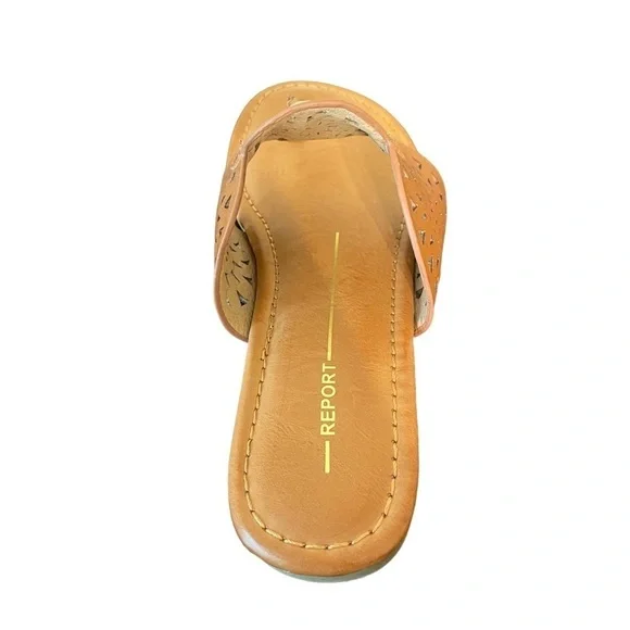 Report Footwear Ginni Lazer or Laser Cut Sandals Cognac Size 7 - Picture 8 of 8
